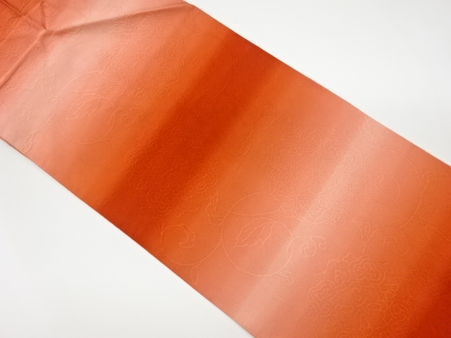 リサイクル　綴れ横段に華紋・唐草模様織出し名古屋帯